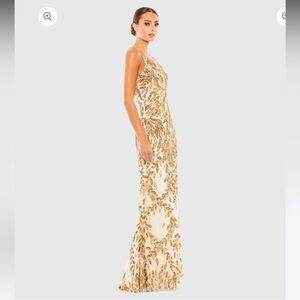 Mac Duggal 5107 Embellished Gold Leaf Long Evening Gown main image 0